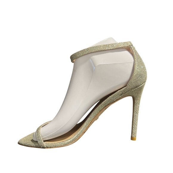 Stuart Weitzman Nudistcurve Ankle Strap Heel Sandal Metallic, Size 7.5 WORN ONCE - Picture 2 of 10